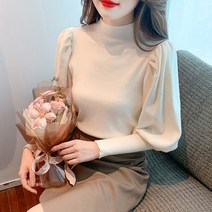 이서어패럴티렌퍼프소매긴팔니트8351