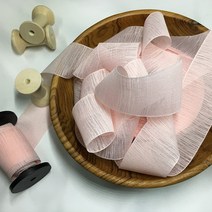 리보너 샤벳리본 하늘하늘한 린넨느낌 가볍고 부드러운 리본 1롤 45m, 30mm, 베이비핑크