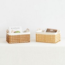 1300K PP라탄 케인 바스켓 L, 색상:브라운, 단품