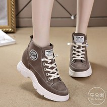 도오빠 모모두 여성 스니커즈 하이탑 키높이 운동화 7CM 통굽 런닝화 워커 레이스업 여자스니커즈