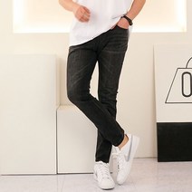 30-46 남자 빅사이즈 차콜 다크그레이 워싱 슬림 스트레이트 진 데님팬츠