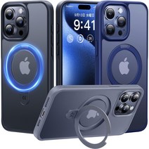 CASEKOO iPhone 15 Pro 용 케이스 [신생활에 도움이 되는 다기능 일체] Magsafe 대응 미군 MIL 규격 내충격 숨겨진 스탠드 지문 방지 매트 마무리 황변 방지 얇은 반투명 스마트폰 케이스 스트랩 홀 부착 무선 충전 대응 아이폰 15 pro용 케이스