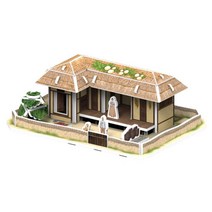 미술 놀이 한국 전통 초가집 만들기 세트 DIY 교육용 종이공예 아기퍼즐