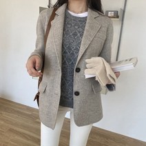 [밀키웨이] 모던 울 헤링본 하프 카라자켓 2color