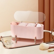 덮개형 로즈골드 칸조절 면봉 화장솜 소품 정리함 2type, 핑크, 선택:핑크
