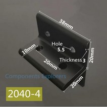 앵글브라켓 4홀 90 도 브래킷 패스너 2020 2550 3030 4545 4590 앵글 커넥터 알루미늄 프로파일 액세서리, 04 2040-Black-6PCS