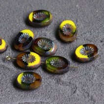 호박 원석 보석 목걸이 10x14mm 타원형 모양 Crezh 유리 구슬 빈티지 DIY 만들기 팔찌