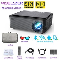 빔프로젝터 가정용 4K 캠핑 소형 스마트 wiselazer x5 android version led hd 프로젝터 19201080 픽셀 지원 4k hdmi usb 오디오 휴대용, 안드로이드 버전 b, 나는 플러그
