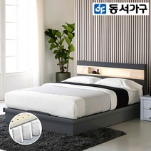 동서가구 세렌 편백선반 LED 평상형 퀸 침대 (케미컬폼매트리스) DF909498-1, 오크