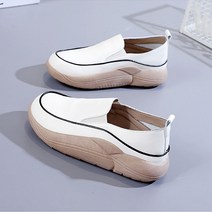 여성 부드럽고 푹신한 가죽 단화 슬립온 키높이 5cm 컴포트 편리화 소프트 플랫슈즈 발편한 로퍼