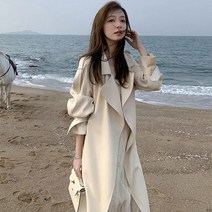 수직 트렌치코트 여성 가을 고급스러운 하프 기장 코트 FC2893