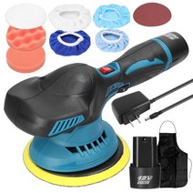 폴리셔 무선광택기 카테크 유막제거기계 왁싱기 폴리싱기 자동차폴리싱 KKMOON 전기 자동차 광택기 무선 브러시리스 자동 왁싱 연마 기계 회전 도구 스폰지 울 패드 포함 6000RP, 4.US 2PCS Batteries