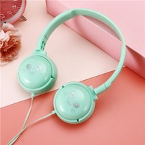 노트북헤드폰 블루투스 헤드폰 무선헤드셋 마이크 3.5mm 잭 3d 스테레오 음악 유선 게이머 휴대 전화 아이폰 선물이있는 여자 아이들을위한 귀여운 어린이, 녹색 상자 없음