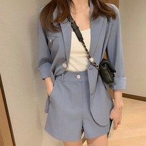 위위브렌 여성 정장 반팔 자켓 반바지 세트