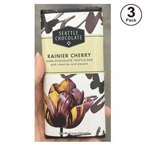 Seattle Chocolate 시애틀 초콜릿 레이니어 체리 다크 초코 트러플 바 with 체리 피칸 2.5 oz 70g 3팩