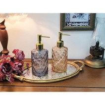 쉐비블랑체 빈티지 유리 주방 욕실 디스펜서 샴푸통 손세정제 물비누용기 주방세제 디스펜서, 그레이