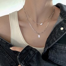 다왕 ZNT008 행운 럭키 클립 사슬 두줄 목걸이 [써지컬스틸] 선물상자증정 파우치증정 얇은 레이어드 체인