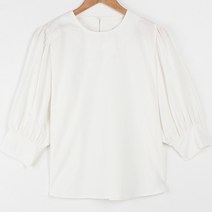 원타임 여성용 빅사이즈 러블리 7부 퍼프 블라우스