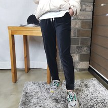 상상그이상 여성용 파스텔 벨벳 골지 조거 팬츠