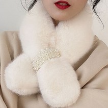 엔템 진주 페이크퍼 머플러 쁘띠 목도리 퍼 털