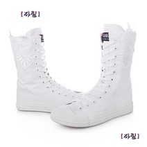 H90410386 여성캔버스화 레이스 하이탑 플랫 쿨링