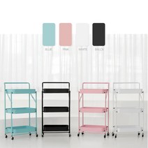 이동식 선반 미용실 카트 접이식 트롤리 3단, 화이트