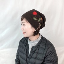 꽃송이 자수 겨울 패션두건 비니 두건모자 중년여성