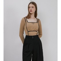 에고이스트 [에고이스트]스퀘어넥 절개 배색 티셔츠 (EN4CL965)