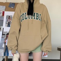 라라벨 여성용 기모 후드티 콜럼비아 프린팅 기모후드 후드 티셔츠