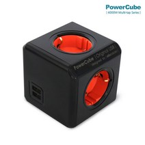 컬러파워큐브 오리지널 4구 USB 디자인 멀티탭, 블랙컬러, 1개