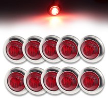 10 개 12V 3LED 3/4 &quot라운드 레드 트레일러 크롬 사이드 마커 조명 트럭 트랙터 통관 램프 총알 방수