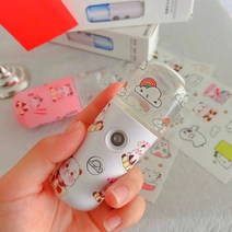 나노 스프레이 수화물 휴대용 가습기 미니 충전 귀여운 소녀 핸드 헬드 분무기 얼굴 보습, 라운드 충전【진주 화이트】