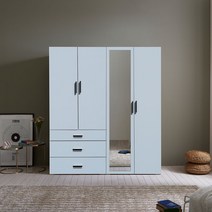 웰튼 블링카1600거울장롱셋트 800 옷장 800 이불장 800 서랍옷장 800 이불옷장 원룸 옷장 싱글 장농 거울 옷장, 블루-긴문거울옷장+3서랍장롱