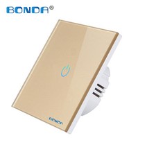 iot스위치 라이트 터치 스위치 센서 EU 표준 강화 크리스탈 유리 패널 4 가지 색상 전원 1 2 3 구 웨이 2/3 V 벽 램프 On Off, [06] 605 gold 01
