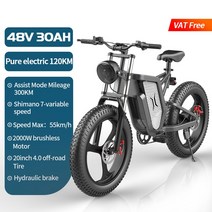 EKX 용 전기 자전거 산악 및 도로용 오토바이 내구성 있는 Ebike 유압 오일 브레이크 20인치 X20 30Ah, [10] 2000W-30Ah