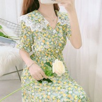 땡땡이 도트 쉬폰 원피스 여성 레드 치마 카라 스커트 로브