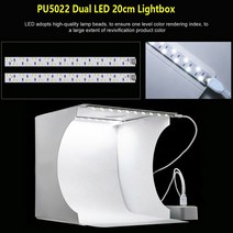 Puluz 미니 사진 스튜디오 라이트 박스 3 모델 LED 조명 소프트 접이식 촬영 텐트 키트 6/12 배경, [01] 20cm Dual LED, 02 20cm Dual LED