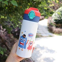 열 컵 어린이 304 스테인레스 스틸 병 물 병 빨 대 주전자 아이 병 절연 수신 거부, 450ml, HC162-WHITE