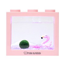 미니가든 LED 블럭어항 마리모 DIY 세트 마리모포함, 2. 핑크핑크 플라밍고, 3. 마리모L, 2. 자갈 200g