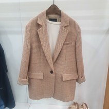 [써스데이아일랜드] 원버튼 싱글 체크 롱자켓 T216MJK140W