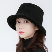 라핑 무스탕 스웨이드 버킷햇 겨울 방한 털 벙거지 모자