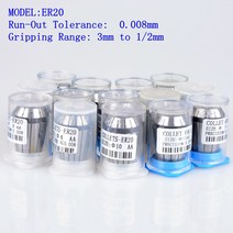 콜릿 척 볼트 탭 밸브 AA 고정밀 0.008 1/2 1/4 1/8 및 1-13mm ER20 콜렛 스프링 CNC 밀링 선반 도구 척, 11 ER20-11mm