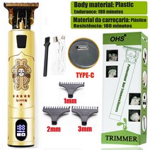 USB 빈티지 t9 0mm 헤어 커팅 머신 트리머 남성용 전기 전문 클리퍼 이발사 무선 수염 드래곤 남성 바리깡 이발기, OHS XL3 GOLD, 01 OHS XL3 Gold