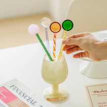 [꿀물나무] 1+1 유리스푼 디저트 요커트 홈카페, 퍼플, 오렌지