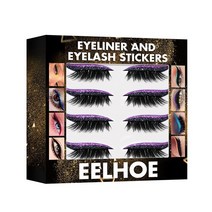 8pcs 재사용 가능한 고양이 눈 메이크업 블랙 스트라이프 아이 라이너 더블 눈꺼풀 테이프 라인 스티커 속눈썹 도구, [11] Purple  8pcs