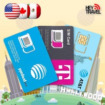 미국유심 티모바일 AT&T LTE 완전무제한 데이터 통화 하와이 뉴욕 캐나다 멕시코 여행 유심칩, AT&T 매일 500MB(미국 캐나다), 18일