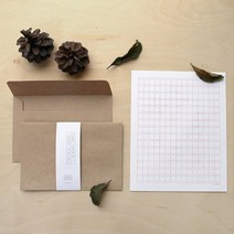 [문구조아] 핑크풋 원고지 편지지 봉투 세트, 1개