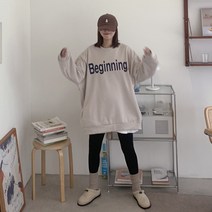 애플망고옷장 기모 겨울 빅사이즈 오버핏 비기닝 롱박스티 맨투맨