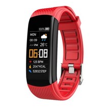 C5S 남녀공용 스마트 손목 밴드 피트니스 트래커 팔찌 워치 스포츠 방수 연결 심박수 밴드, Red 2_CHINA