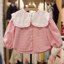 밀리밤 NC10 빅애리 체크 튤립 블라우스 MLBL2211Z